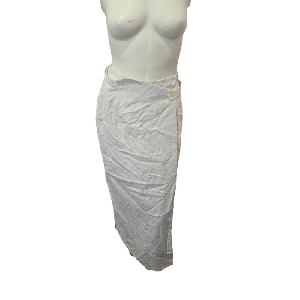 Vintage Folio by Como Linen Wrap Skirt Womens 10 Ivory Maxi Minimalist Canada